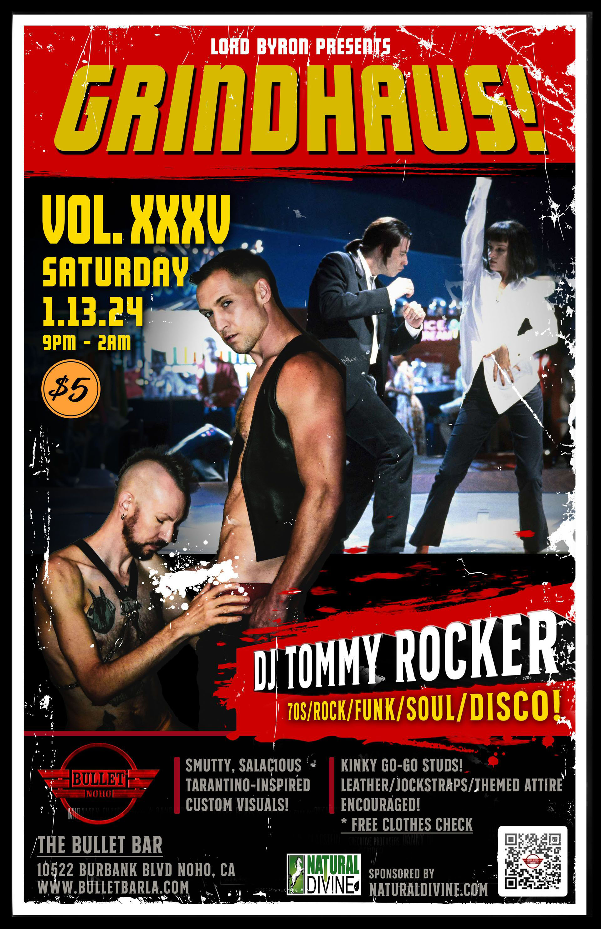LORD BYRON Presents GRINDHAUS! VOL.XXXV with DJ TOMMY ROCKER at THE BULLET BAR: Saturday, 01/13/24 at 9:00 PM! $5 cover.