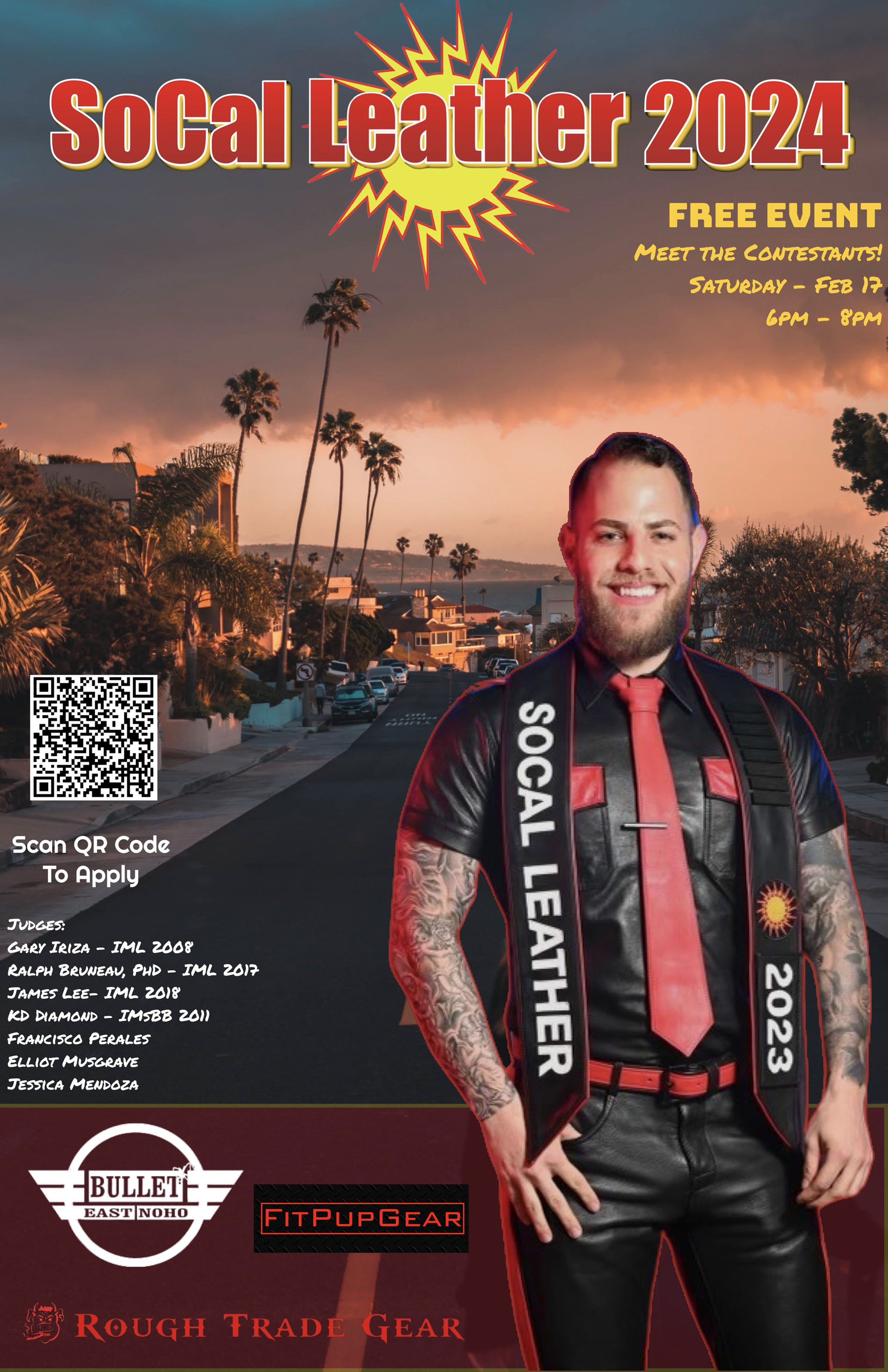 THE BULLET BAR and SOCAL LEATHER Present SoCAL LEATHER 2024 MEET THE CONTESTANTS: Saturday, 02/17/24 from 6:00 PM to 8:00 PM! No cover.