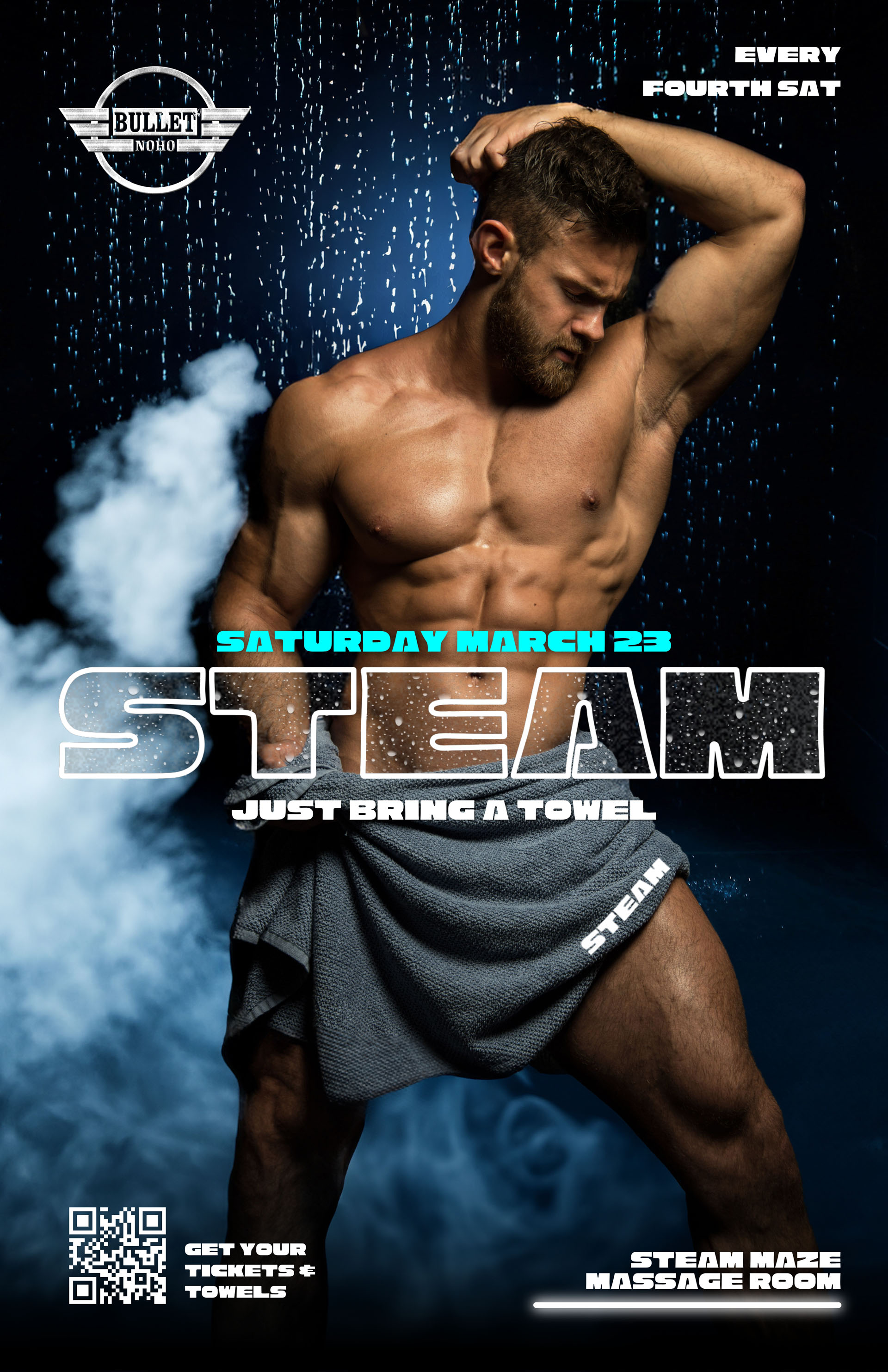 THE BULLET BAR Presents HUMP EVENTS STEAM PARTY LA: Saturday, 03/23/24 at 9:00 PM. GoGos, special guests, an extended party area and much more! A free coat check is available, and limited towels are for sale. Presale Tickets $8, or Door Cover $12. Presales: https://www.eventbrite.com/e/steam-party-la-tickets-850188575917