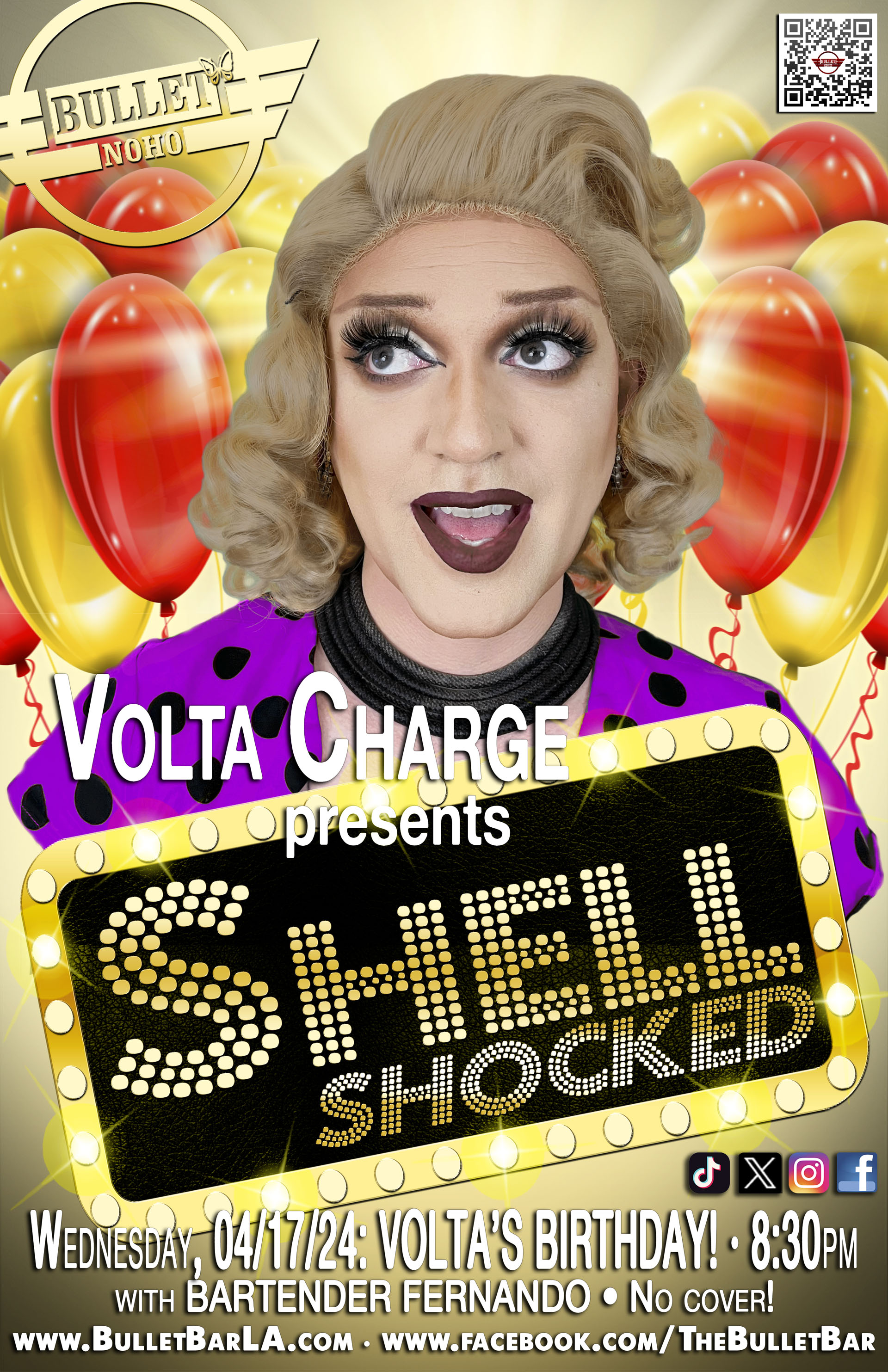 THE BULLET BAR & VOLTA CHARGE Presents SHELL SHOCKED BIRTHDAY CELEBATION!: Wednesday, 04/17/24 at 8:30 PM! No Cover!