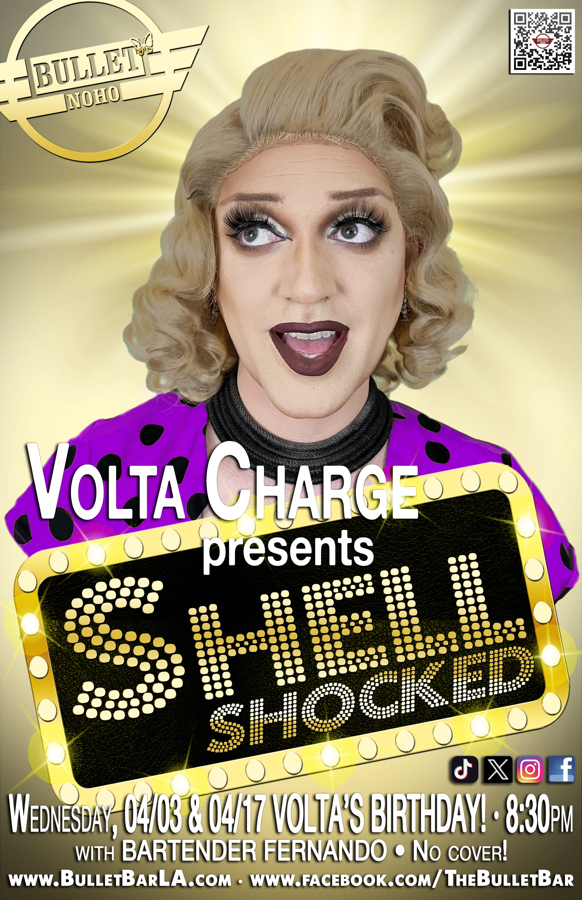 THE BULLET BAR & VOLTA CHARGE Presents SHELL SHOCKED: Wednesday, 04/03/24 at 8:30 PM! No Cover!