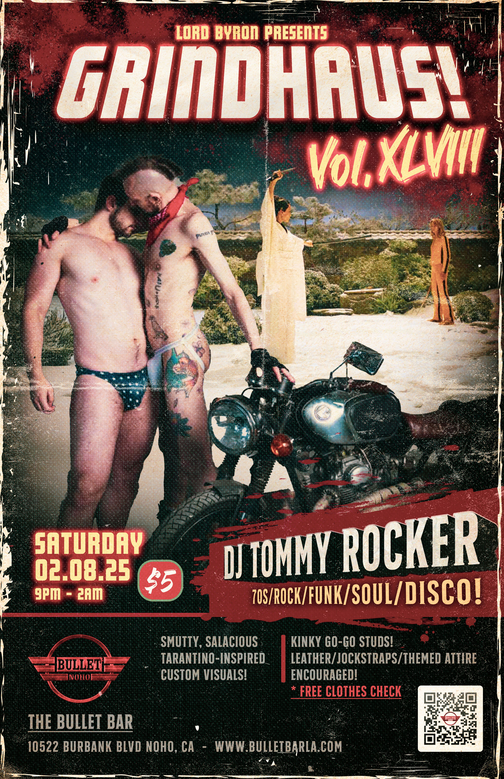 LORD BYRON Presents GRINDHAUS! Vol. XLVIII with DJ TOMMY ROCKER at THE BULLET BAR: Saturday, 02/08/25 at 9:00 PM! $5 cover.