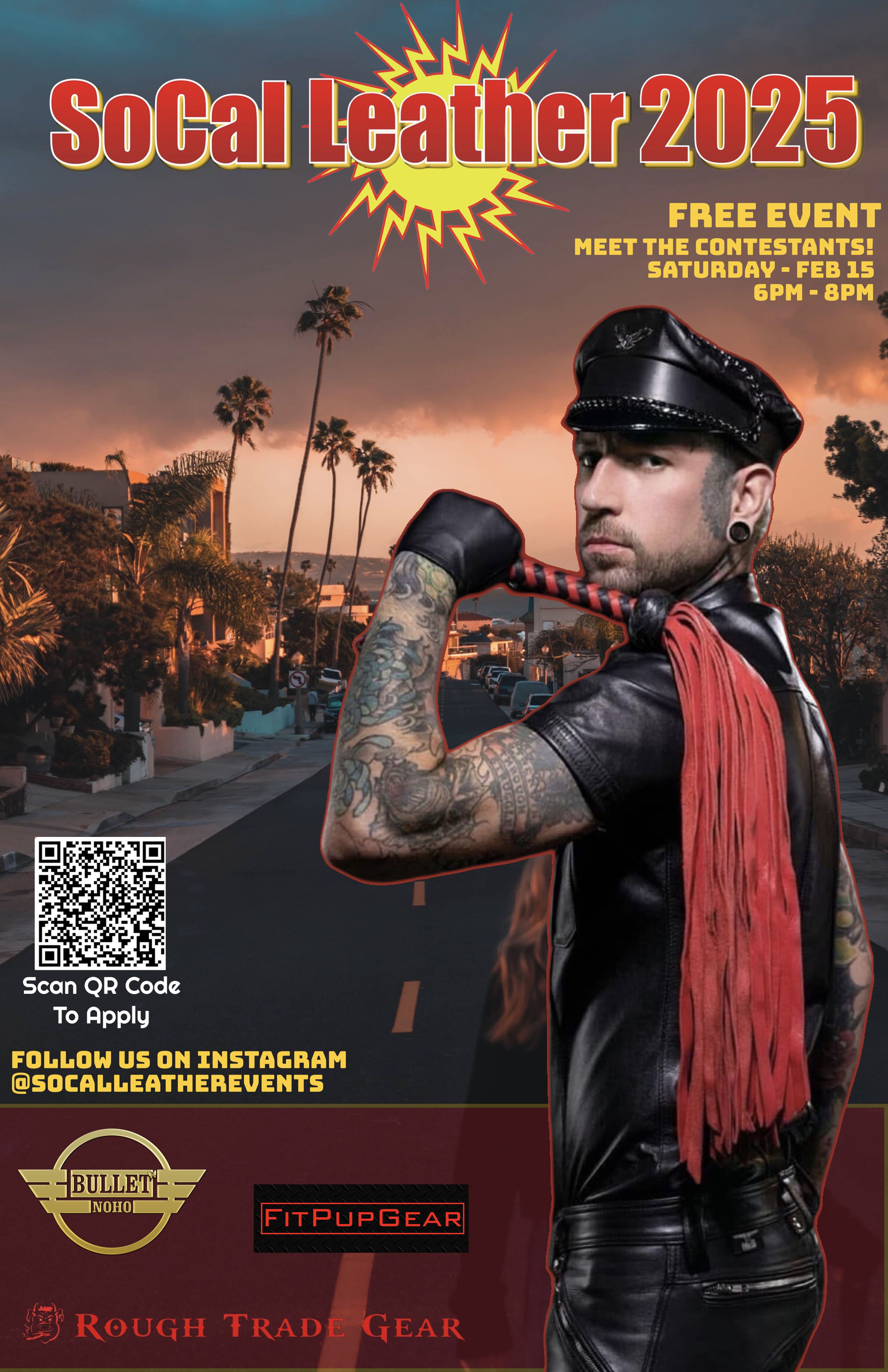 THE BULLET BAR and SOCAL LEATHER Present SoCAL LEATHER 2025 MEET THE CONTESTANTS: Saturday, 02/15/25 from 6:00 PM to 8:00 PM! No cover.