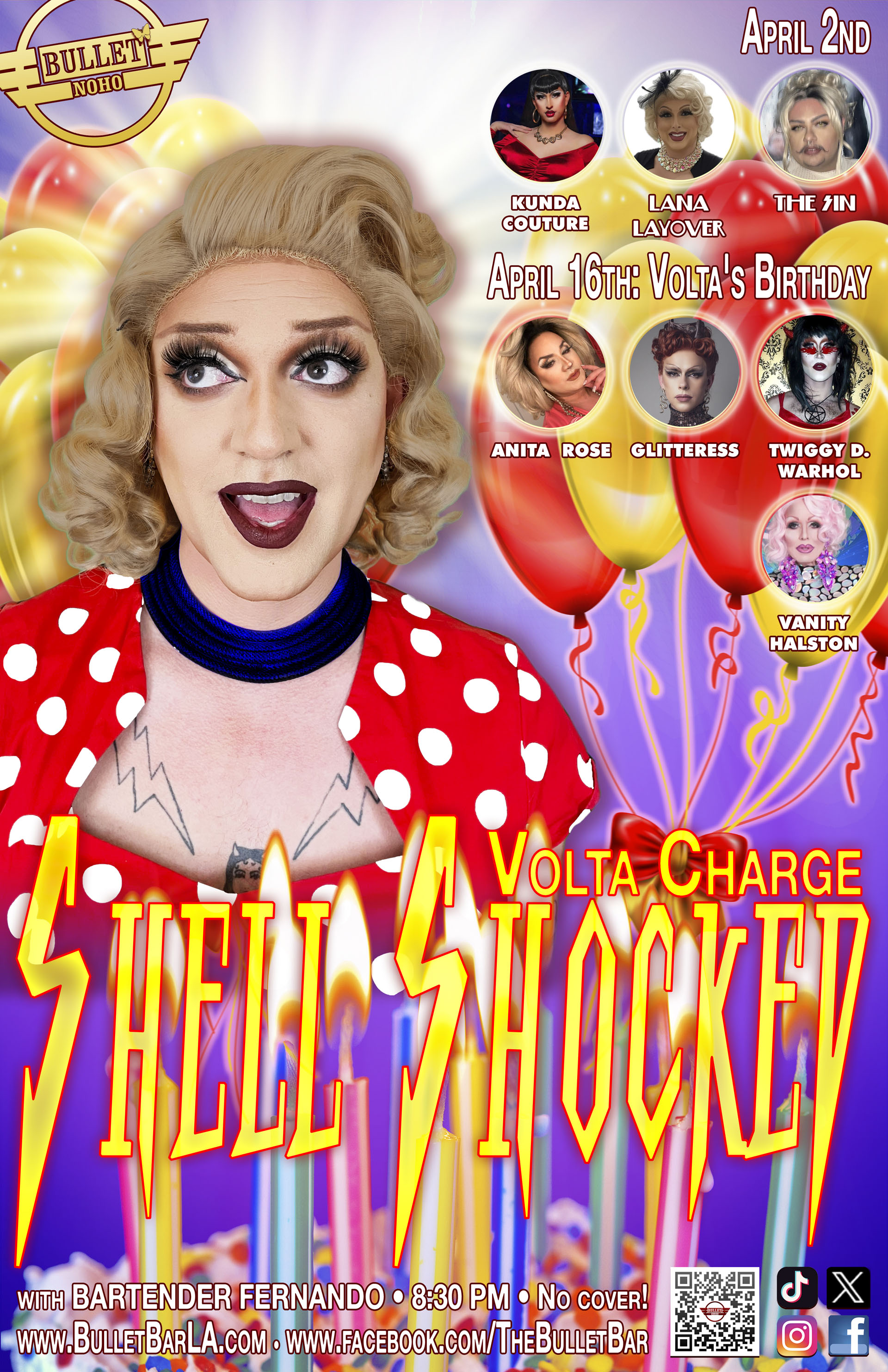 THE BULLET BAR & VOLTA CHARGE Present SHELL SHOCKED: Wednesday, 04/02/25 at 8:30 PM! No Cover!