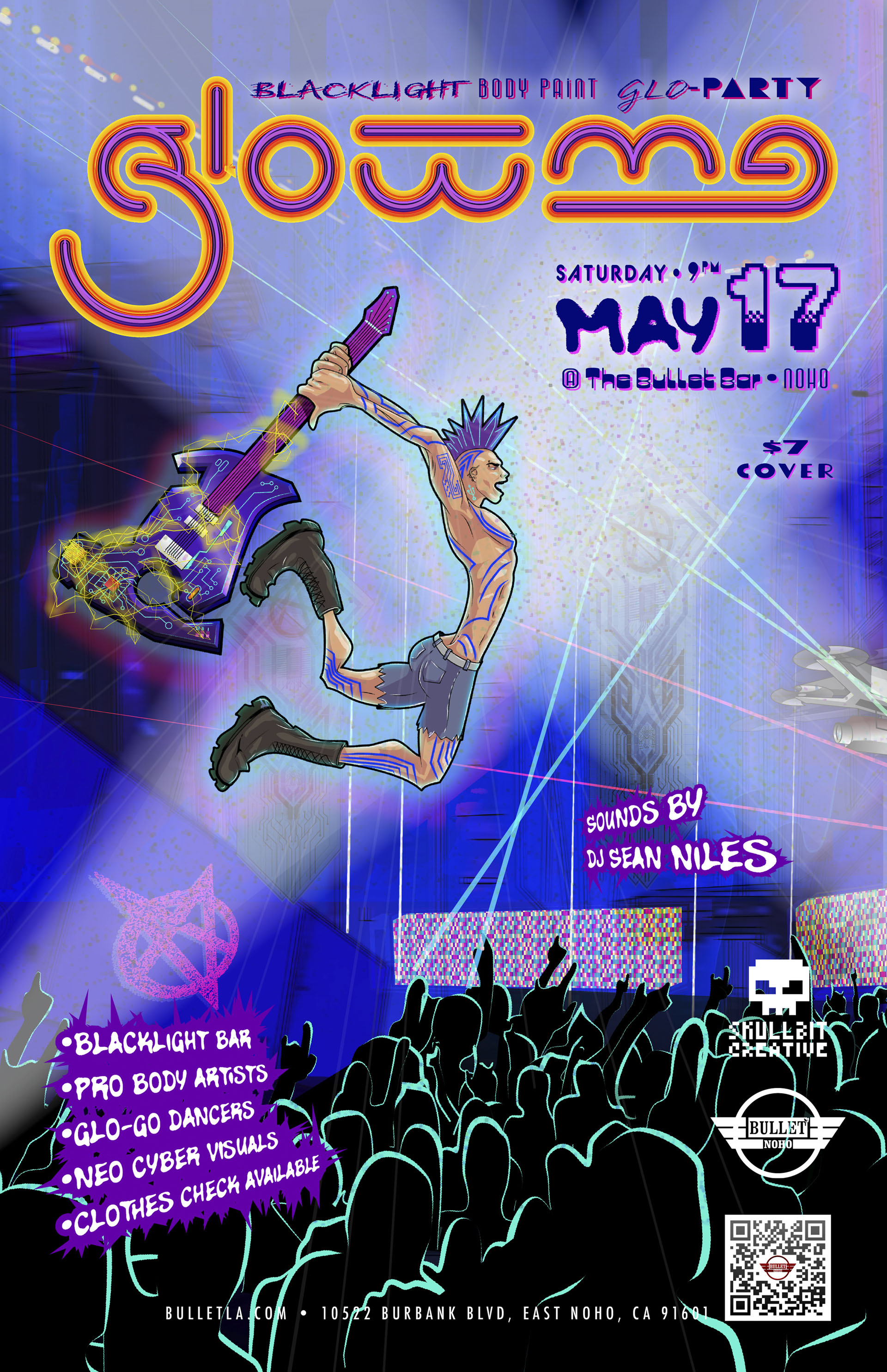 THE BULLET BAR & SKULLBIT CREATIVE Present GLOW ME! Featuring DJ MEATY PUP OF MEATY + FABLE: Saturday, 05/17/25 at 9:00 PM. $7 cover.