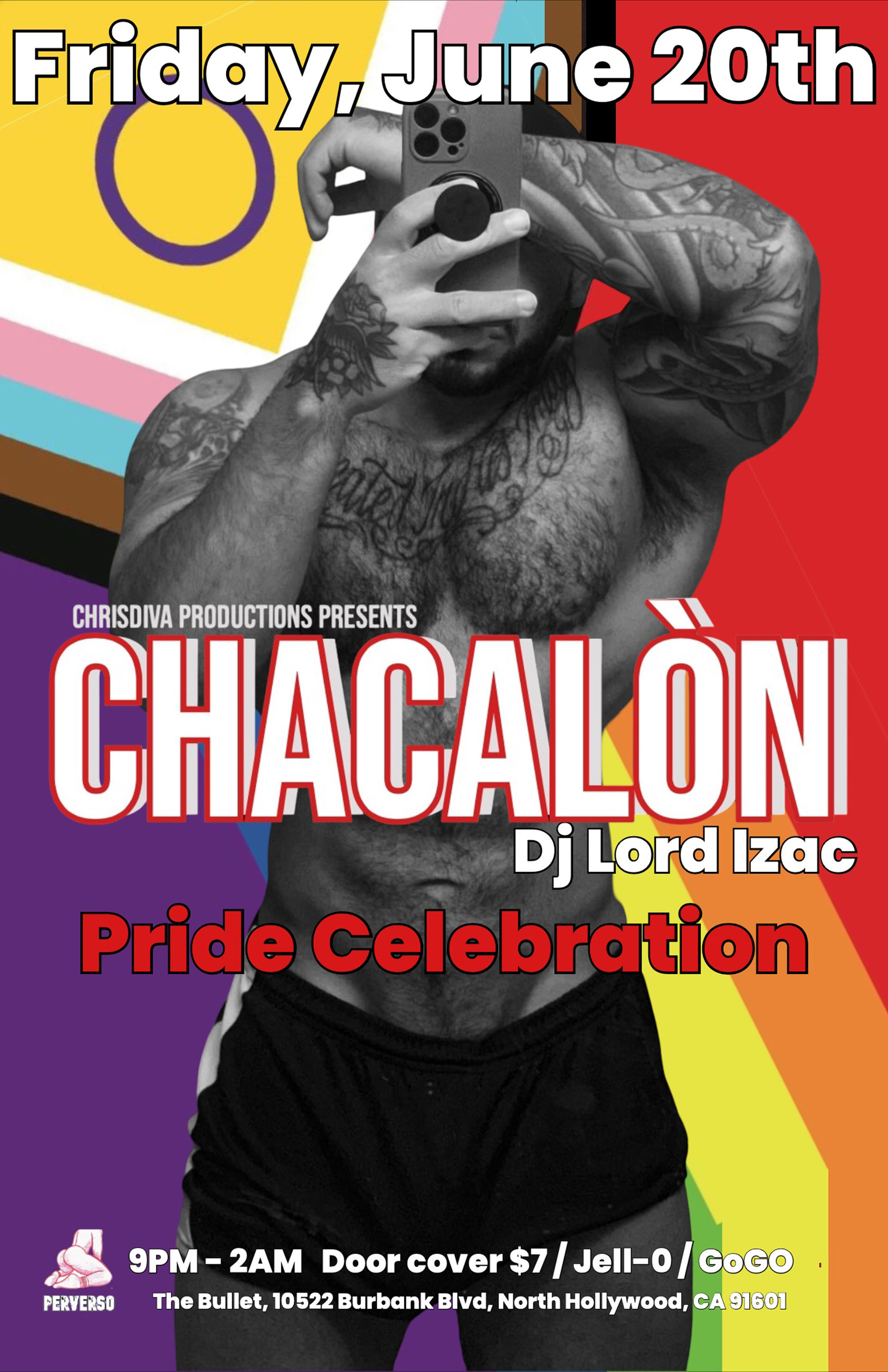 The Bullet Bar and ChrisDiva Productions Present: CHACALÓN PRIDE CELEBRATION Hosted by Mr. CSW Leather CSW Chris Velasquez! Featuring DJ LORD IZAK! Friday, 06/20/25 at 9:00 PM. $7 Cover.