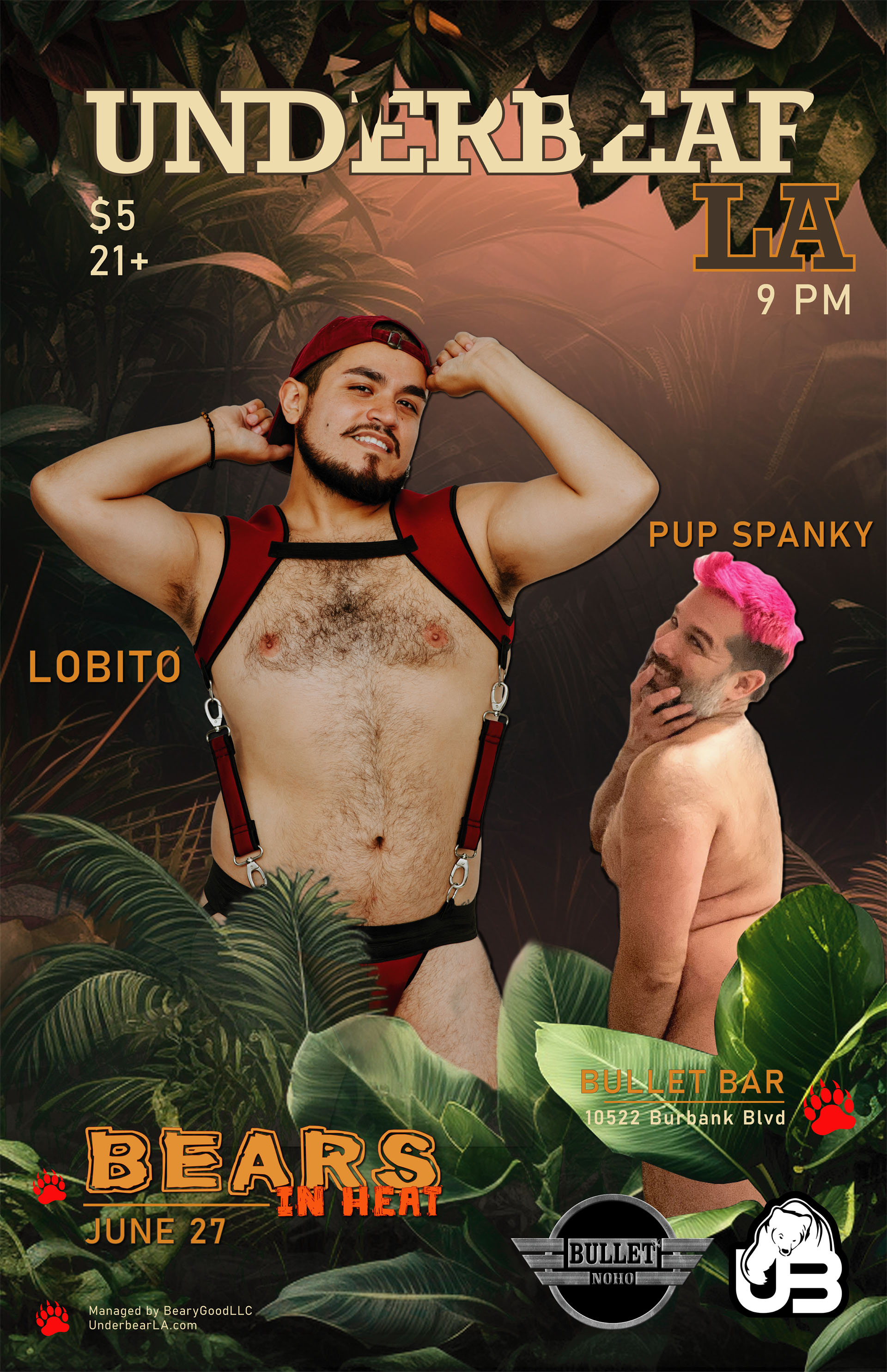 The Bullet Bar and UnderBearParty.com Present UNDERBEAR BEARS IN HEAT: Friday, 06/27/25 at 9:00 PM! Featuring DJ CMR! $5 Cover.