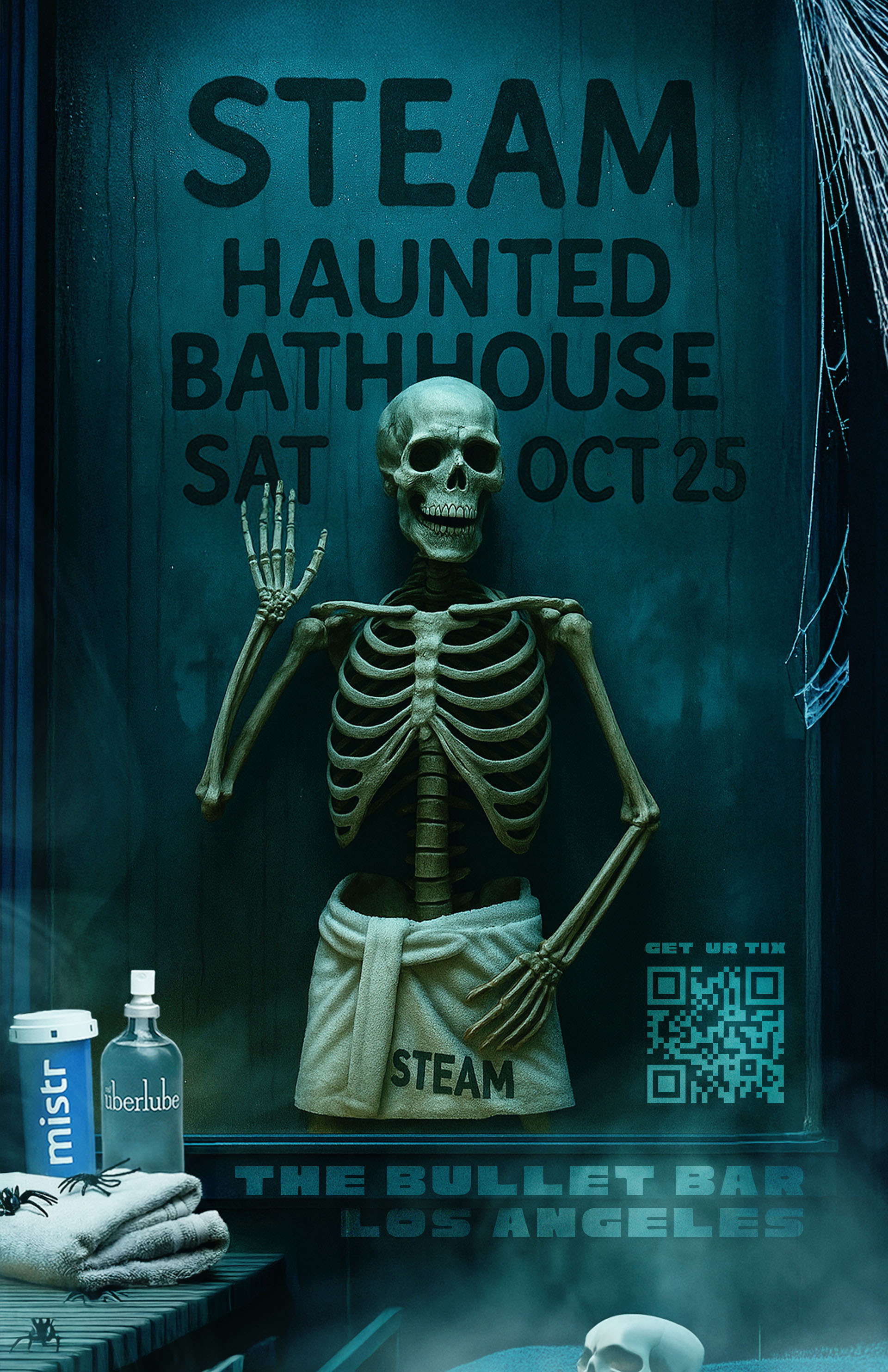 THE BULLET BAR and HUMP EVENTS Present STEAM HAUNTED BATHHOUSE: Saturday, 10/25/25 at 9:00 PM. Massage Room! Steamy Patio! Presale Tickets $8, or Door Cover $12.