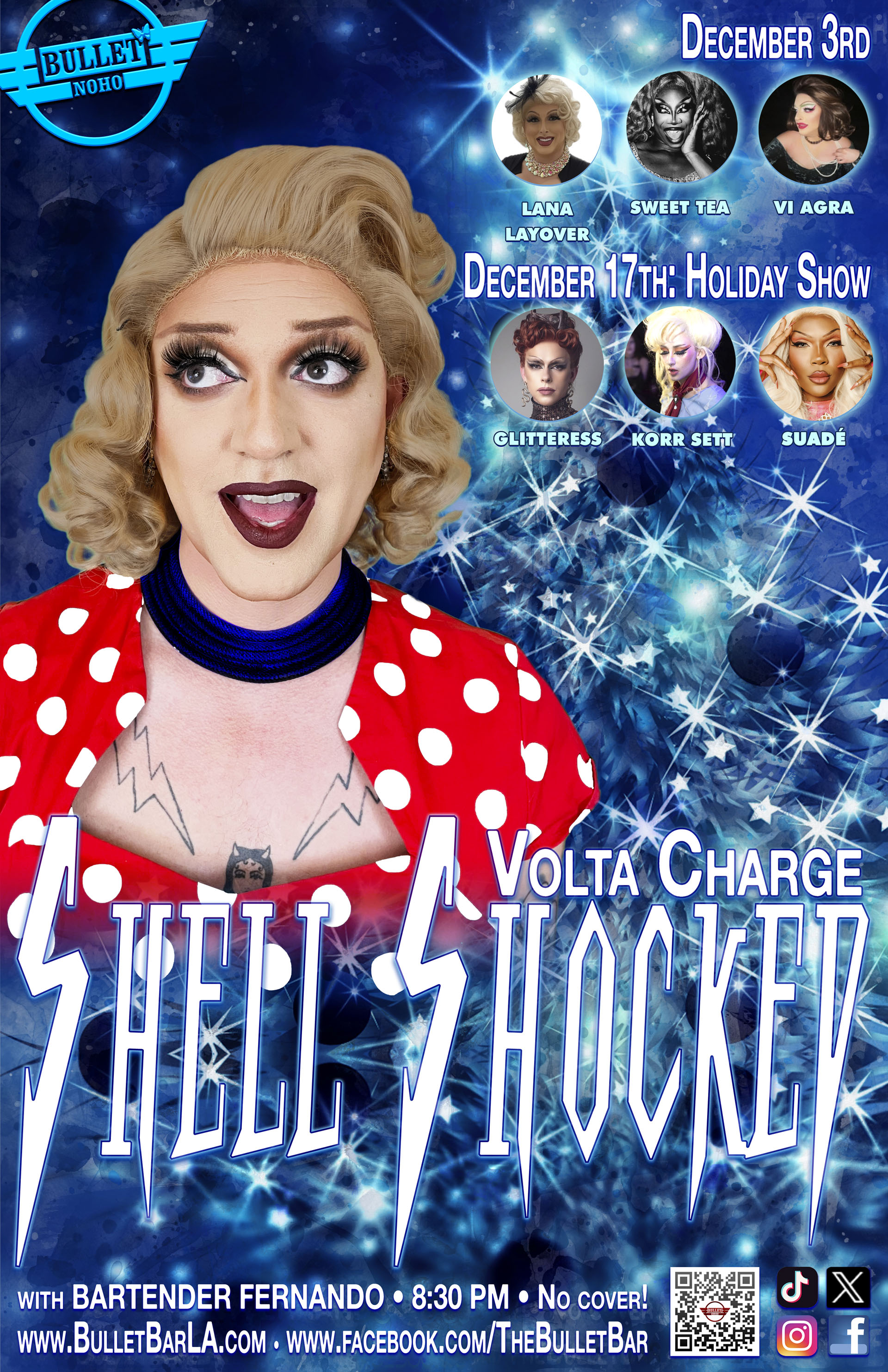 THE BULLET BAR & VOLTA CHARGE Present SHELL SHOCKED HOLIDAY EDITION: Wednesday, 12/03/25 at 8:30 PM! No Cover!