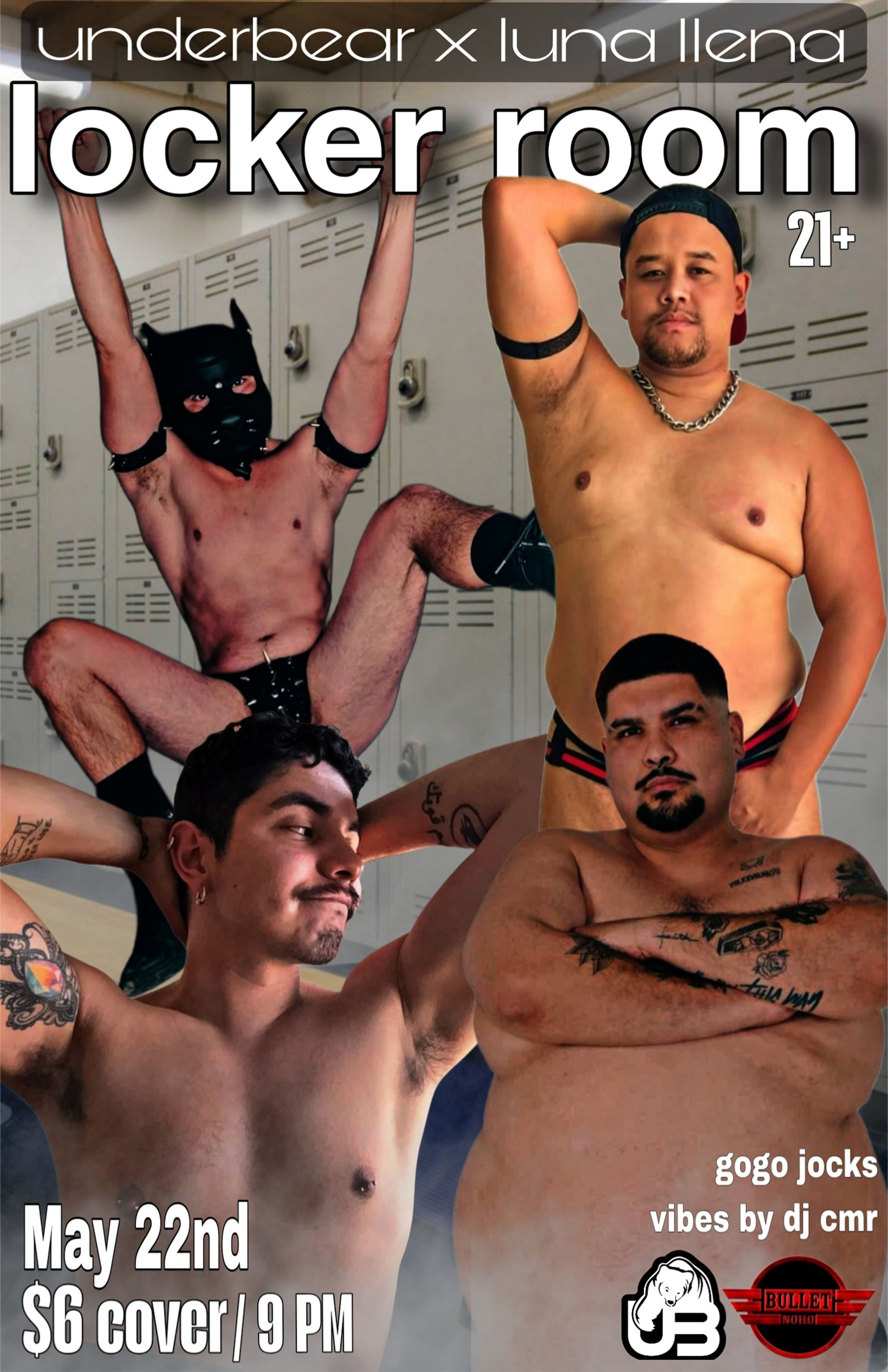 The Bullet Bar and UnderBearParty.com Present UNDERBEAR PARTY LOCKER ROOM: Friday, 05/22/26 at 9:00 PM! Featuring DJ CMR! $6 Cover.