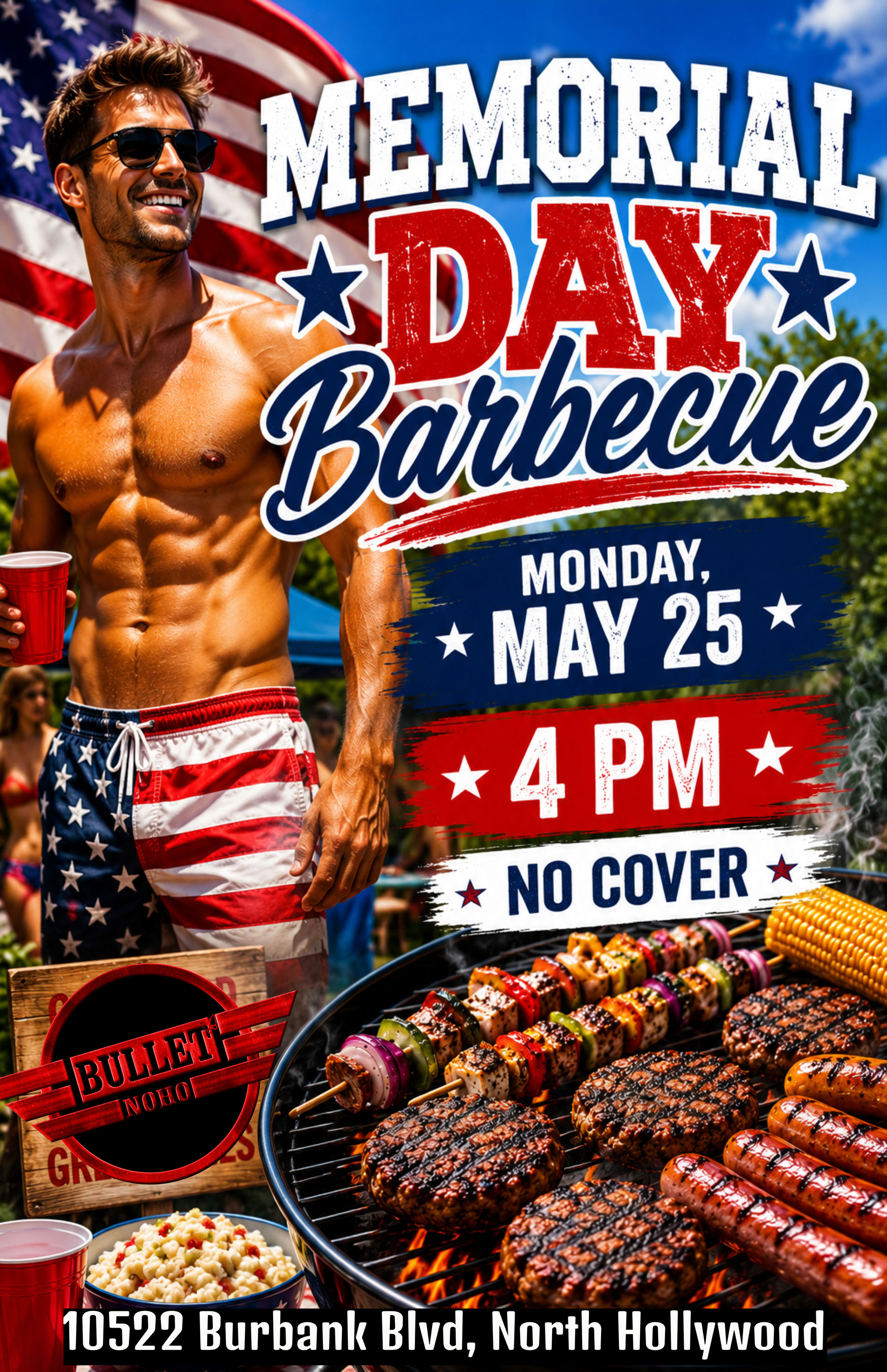 The Bullet Bar Presents Our Annual MEMORIAL DAY BBQ: Monday, 05/25/26 at 4:00 PM! Complimentary and No Cover.