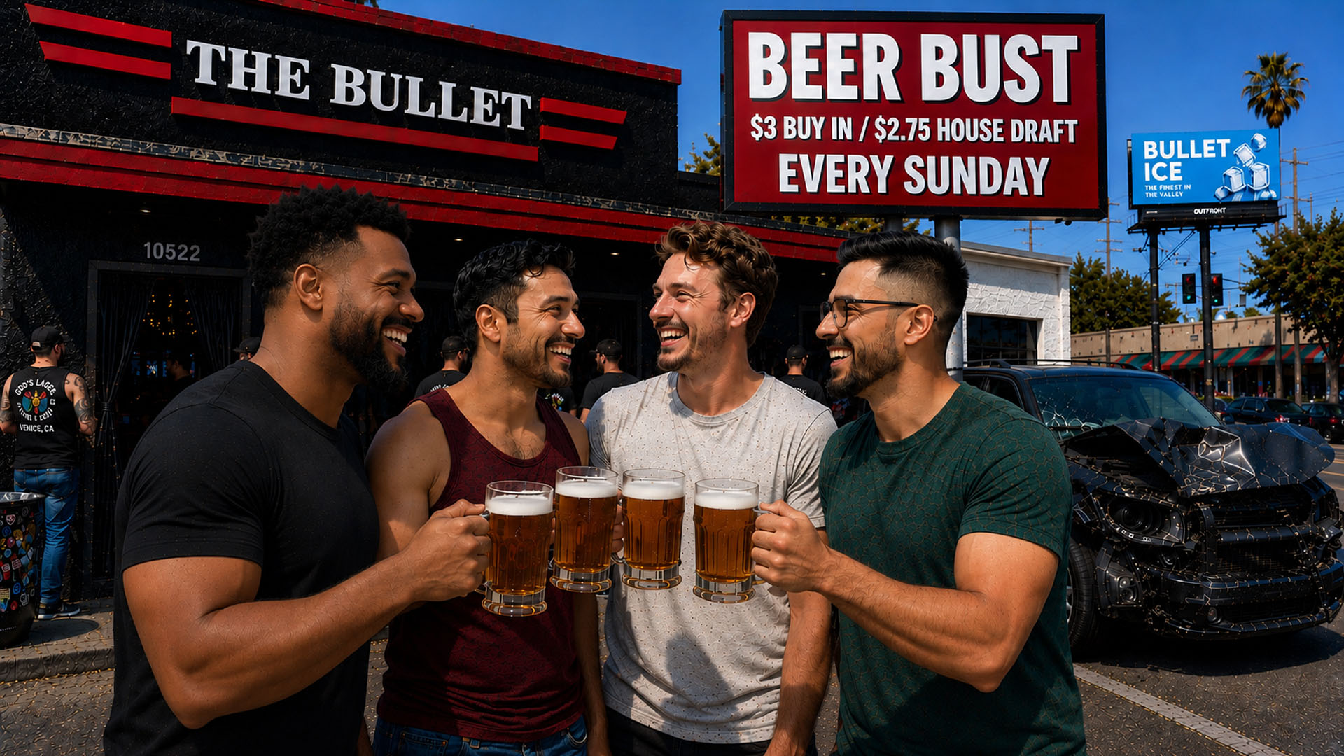 THE BULLET BAR invites you to our weekly BEER BUST, EVERY SUNDAY! 3:00 PM to 8:00 PM! $3 Buy In / $2.75 House Draft! Free BBQ!