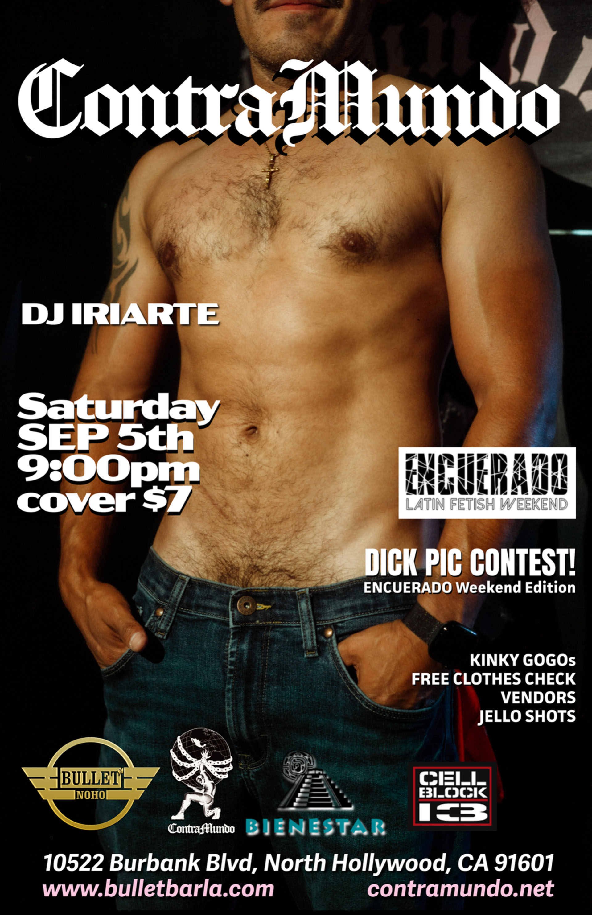 THE BULLET BAR Presents CONTRA MUNDO: ENCUERADO + DJ IRIARTE: Saturday, 09/05/26 at 9:00 PM. $7.00 cover.